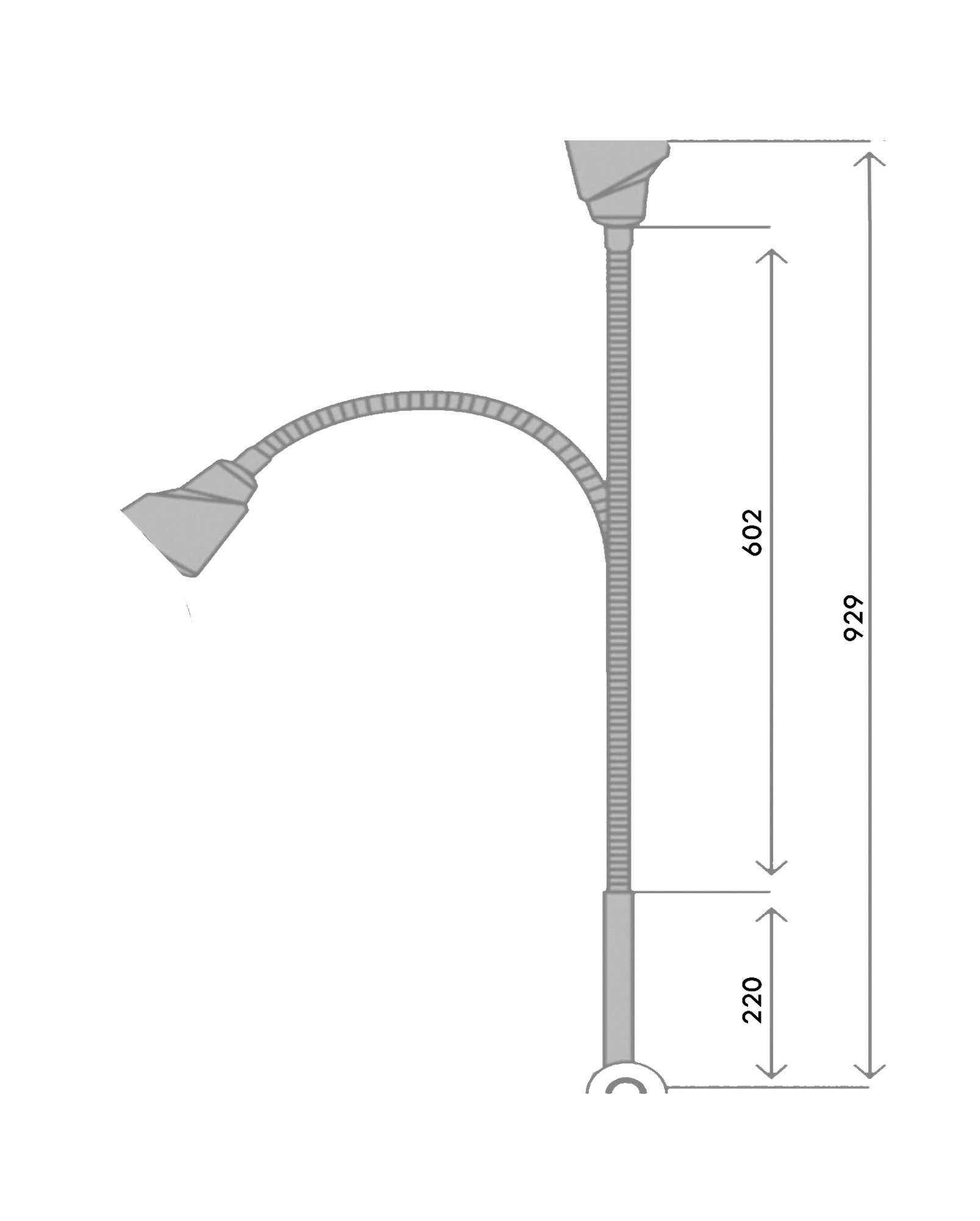 Lámpara de examen flexible Alfa Flex, 60.000lux a 50cm. Anclaje a mesa