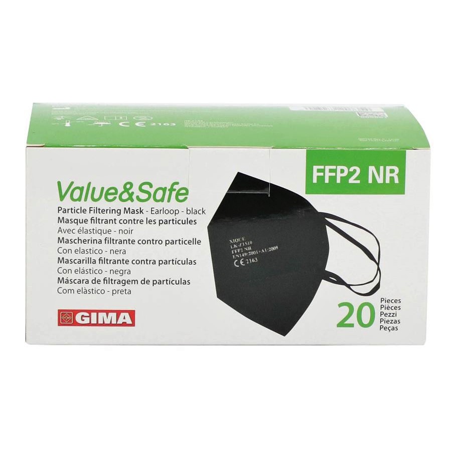 Mascarilla de protección FFP2 NR, adulto. Color negro. Caja de 20 unidades Mascarilla de protección FFP2 NR, adulto. Color negro. Caja de 20 unidades