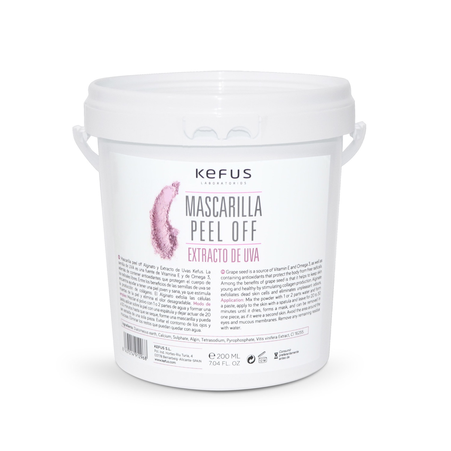 Mascarilla Peel Off Alginato Extracto de Uvas Kefus. 200 g Mascarilla Peel Off Alginato Extracto de Uvas Kefus. 200 g