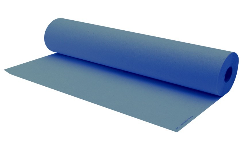 Papel camilla rizado sin precorte. Rollo de 58cm x 100m. 44gr/m2. Color azul. Caja de 6 rollos