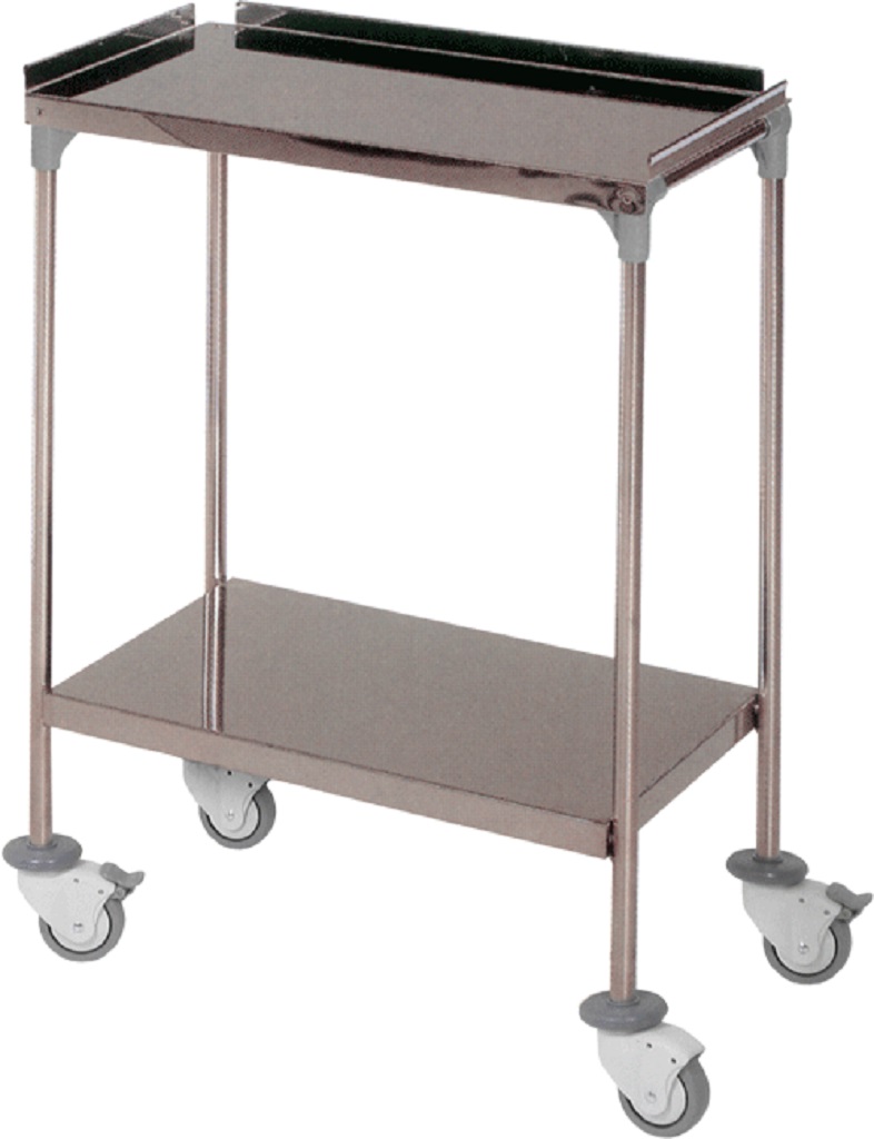 Mesa auxiliar con 2 estantes, estante superior con reborde. 60x40x80cm Mesa auxiliar con 2 estantes, estante superior con reborde. 60x40x80cm