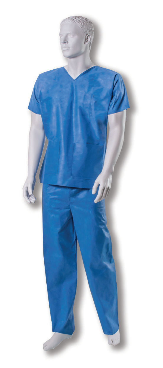 Pijama desechable SMS, no estéril, color azul, varias tallas Pijama desechable SMS, no estéril, color azul, varias tallas