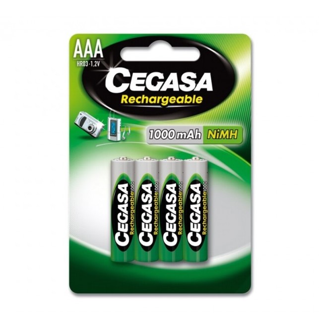 Pila recargable Alcalina, AAA-HR03 (1.2V) Cegasa. Envase de 4 unidades