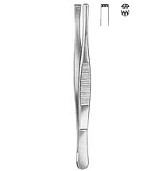 Pinza de disección recta 4x5 dientes, 14,5cm