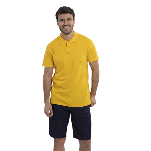 Men's short sleeve polo shirt. Various sizes and colors.