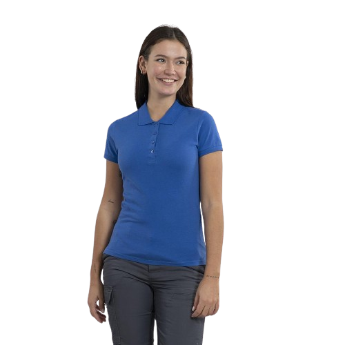 Women's short sleeve polo shirt. Various sizes and colors.