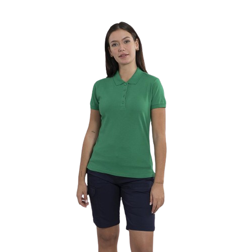 Women's short sleeve polo shirt. Various sizes and colors.