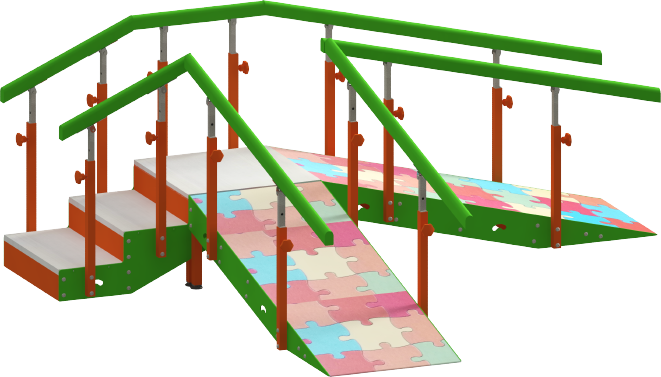 Rampa infantil con pasamanos regulable para escaleras de 3 peldaños