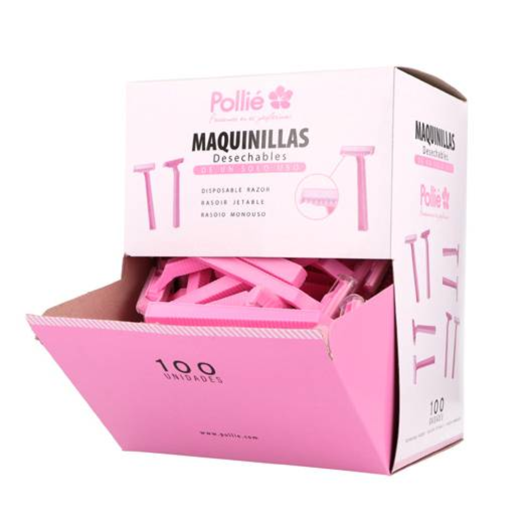 Rasuradoras desechables Pollié, color rosa. Caja de 100 unidades Rasuradoras desechables Pollié, color rosa. Caja de 100 unidades