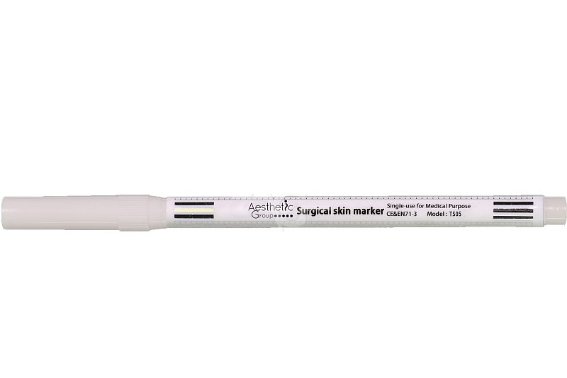 Rotulador dermográfico de fácil borrado, punta de 1mm. Color blanco