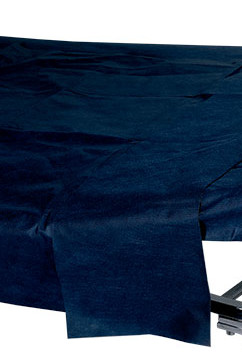 Sábana cubrecamilla de PP 30 gr, 80 x 210 cm, azul oscuro. Bolsa de 5 uds