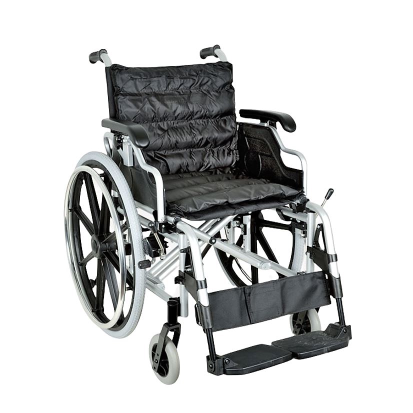 Silla de ruedas plegable con asiento 46cm ancho y reposabrazos ajustables