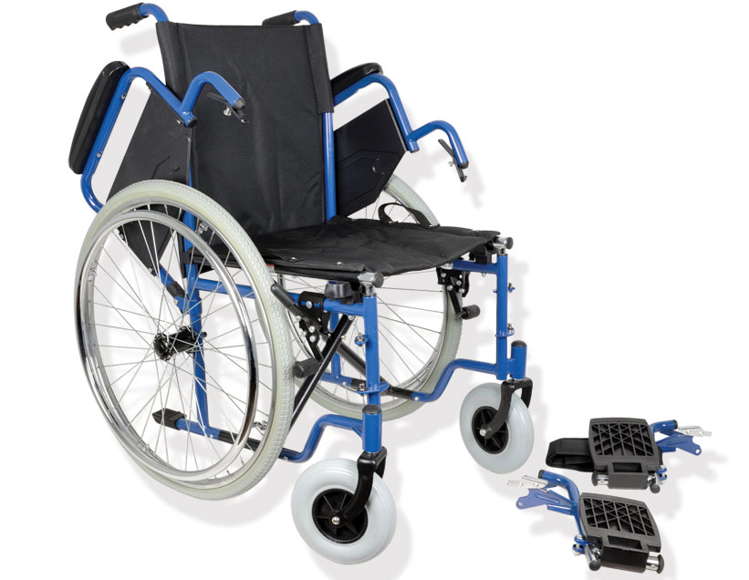 Silla de ruedas plegable asiento de 46cm de ancho, reposapiés y ruedas desmontables Silla de ruedas plegable asiento de 46cm de ancho, reposapiés y ruedas desmontables