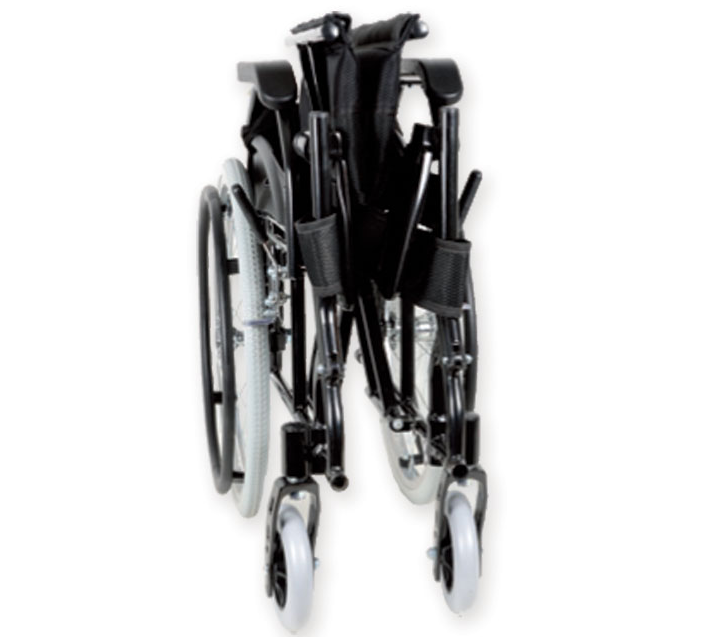 Silla de ruedas plegable con reposapiés abatible y asiento de 46 cm de ancho Silla de ruedas plegable con reposapiés abatible y asiento de 46 cm de ancho