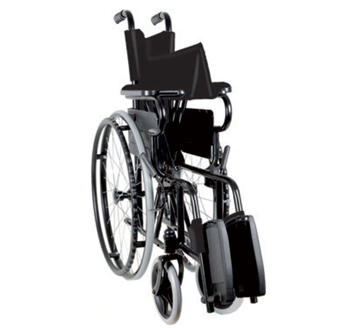Silla de ruedas plegable con asiento de 41 cm de nylon negro