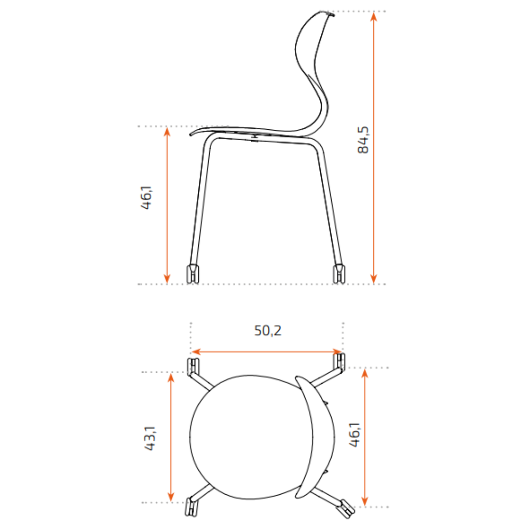 Silla ergonómica Mia con 4 patas y ruedas, 50,2 x 46,1 x 84,5 cm. Varios colores Silla ergonómica Mia con 4 patas y ruedas, 50,2 x 46,1 x 84,5 cm. Varios colores