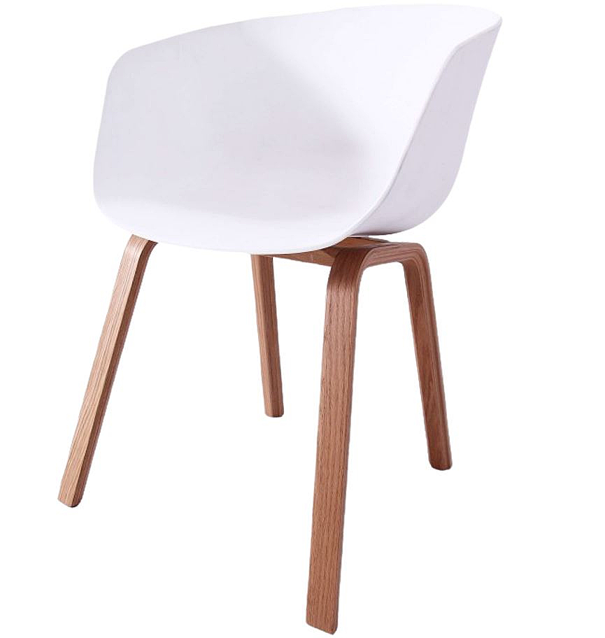 Silla Nórdica blanca con reposabrazos, patas de madera - 10 unidades Silla Nórdica blanca con reposabrazos, patas de madera - 10 unidades