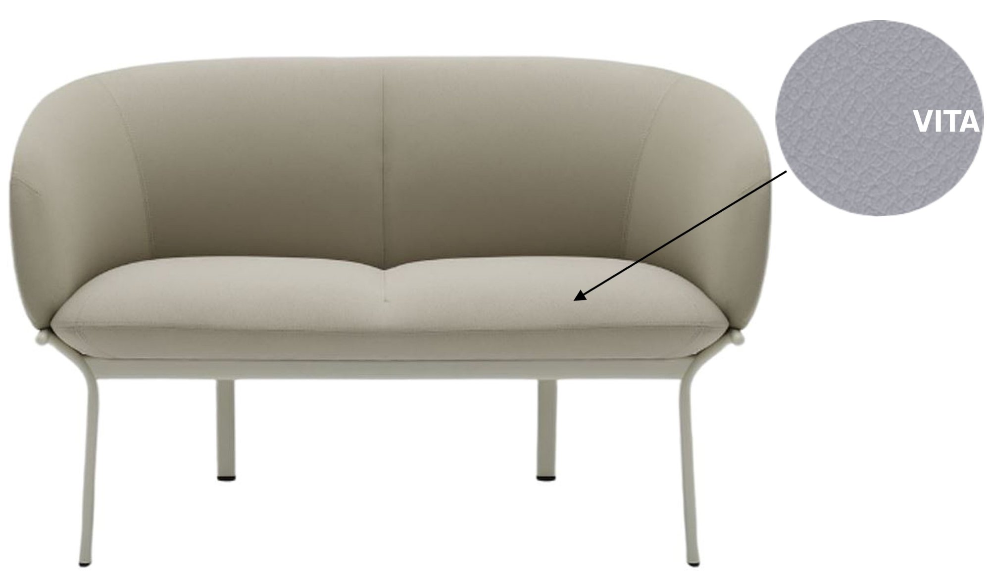 Sillón de 2 plazas Grant con tapizado Vita. Varios colores Sillón de 2 plazas Grant con tapizado Vita. Varios colores