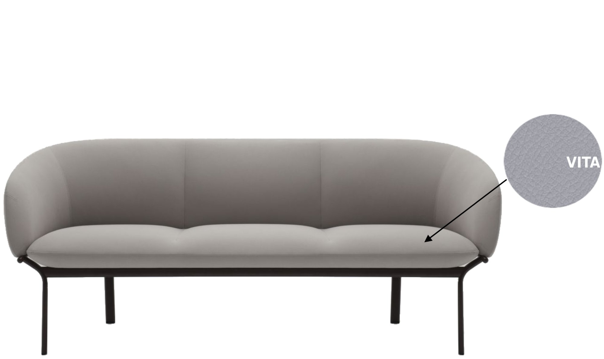 Sillón de 3 plazas Grant con tapizado Vita. Varios colores Sillón de 3 plazas Grant con tapizado Vita. Varios colores