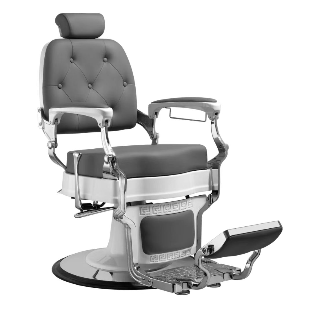 Sillón de barbero hidráulico Trim con reposapiés reversible. Color gris Sillón de barbero hidráulico Trim con reposapiés reversible. Color gris