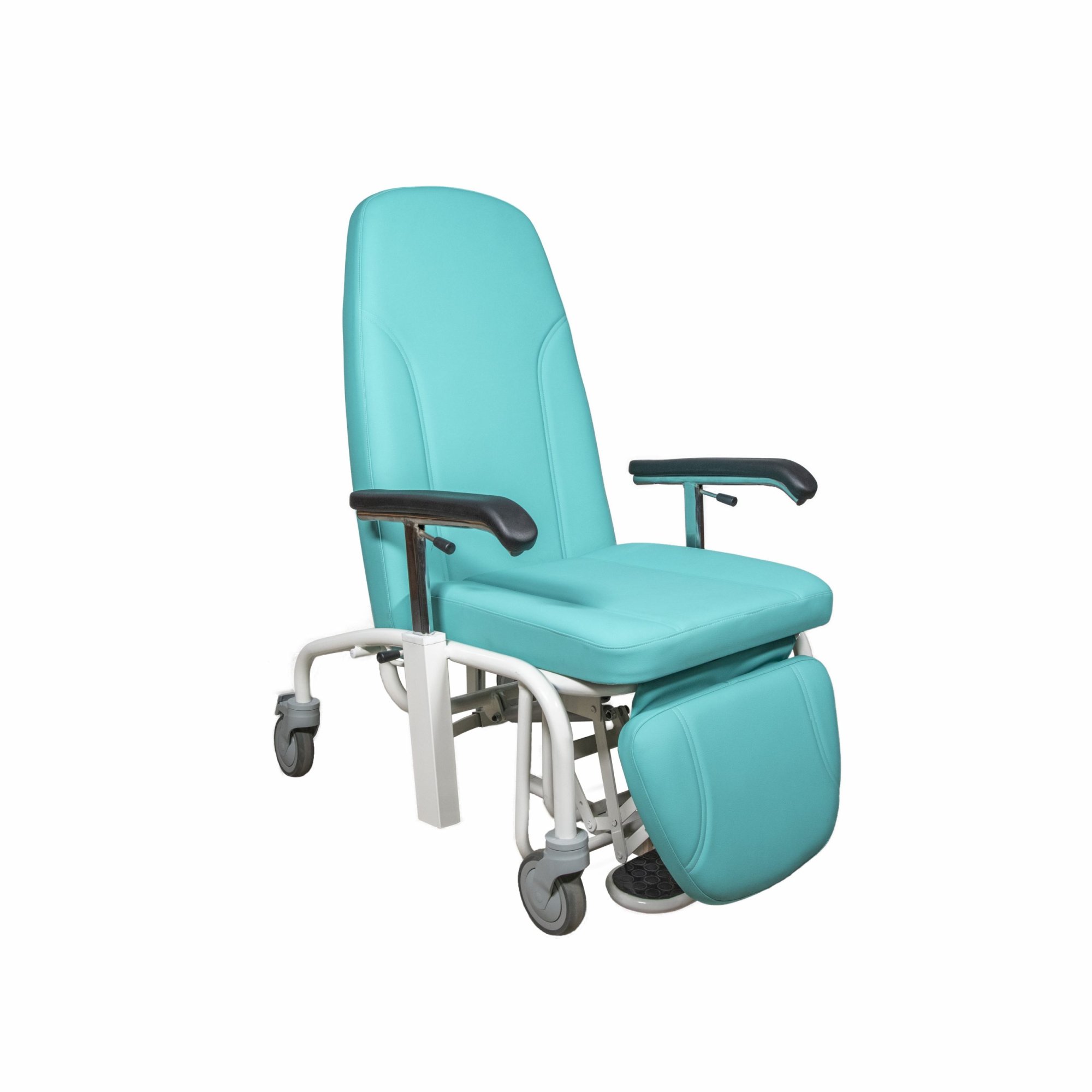 Sillón hospitalario abatible con reposapiés y 4 ruedas (2 frenos). Brazos regulables. Varios colores Sillón hospitalario abatible con reposapiés y 4 ruedas (2 frenos). Brazos regulables. Varios colores
