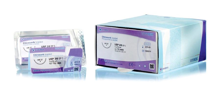Sutura Chirasorb 2, HS40, 75 cm. Caja 24 ud. (aguja 1/2 círculo triangular corte inverso) Sutura Chirasorb 2, HS40, 75 cm. Caja 24 ud. (aguja 1/2 círculo triangular corte inverso)