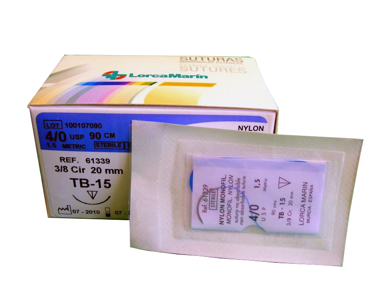 Sutura de nylon 6/0 TB-8. Caja de 12 sobres Sutura de nylon 6/0 TB-8. Caja de 12 sobres