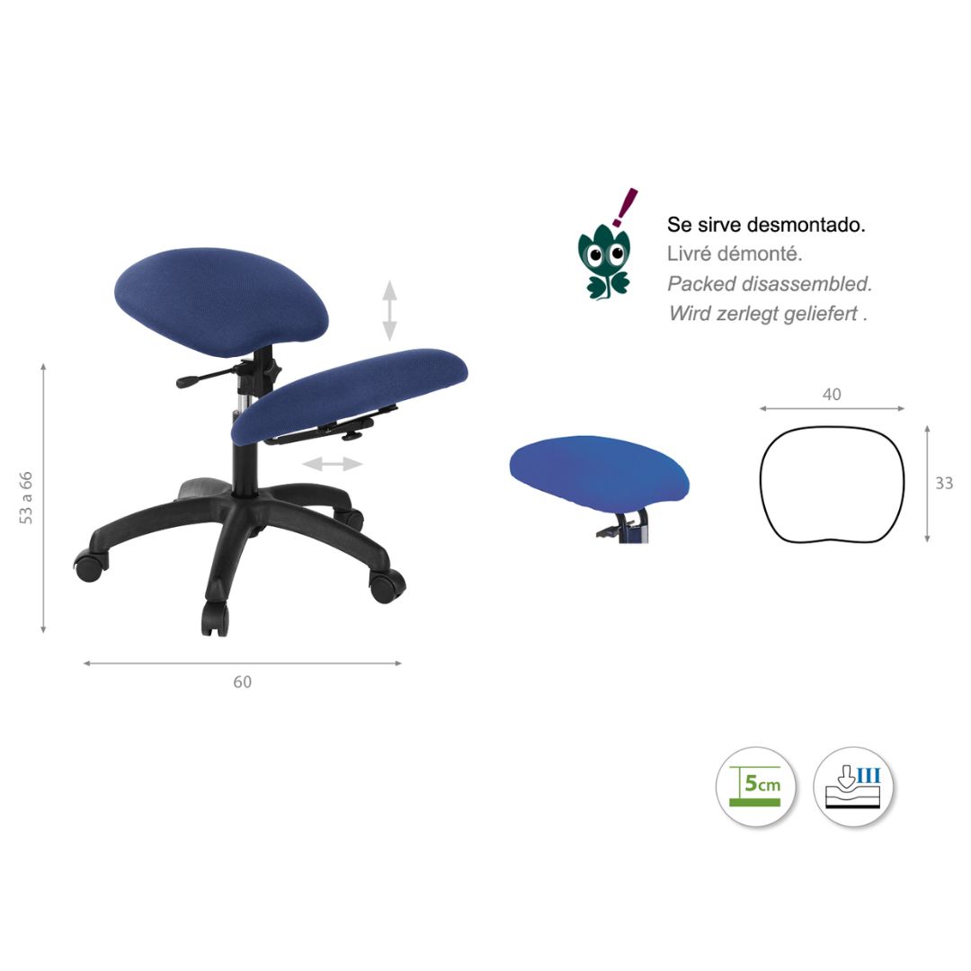Taburete ergonómico con arrodilladero. Varios colores Taburete ergonómico con arrodilladero. Varios colores