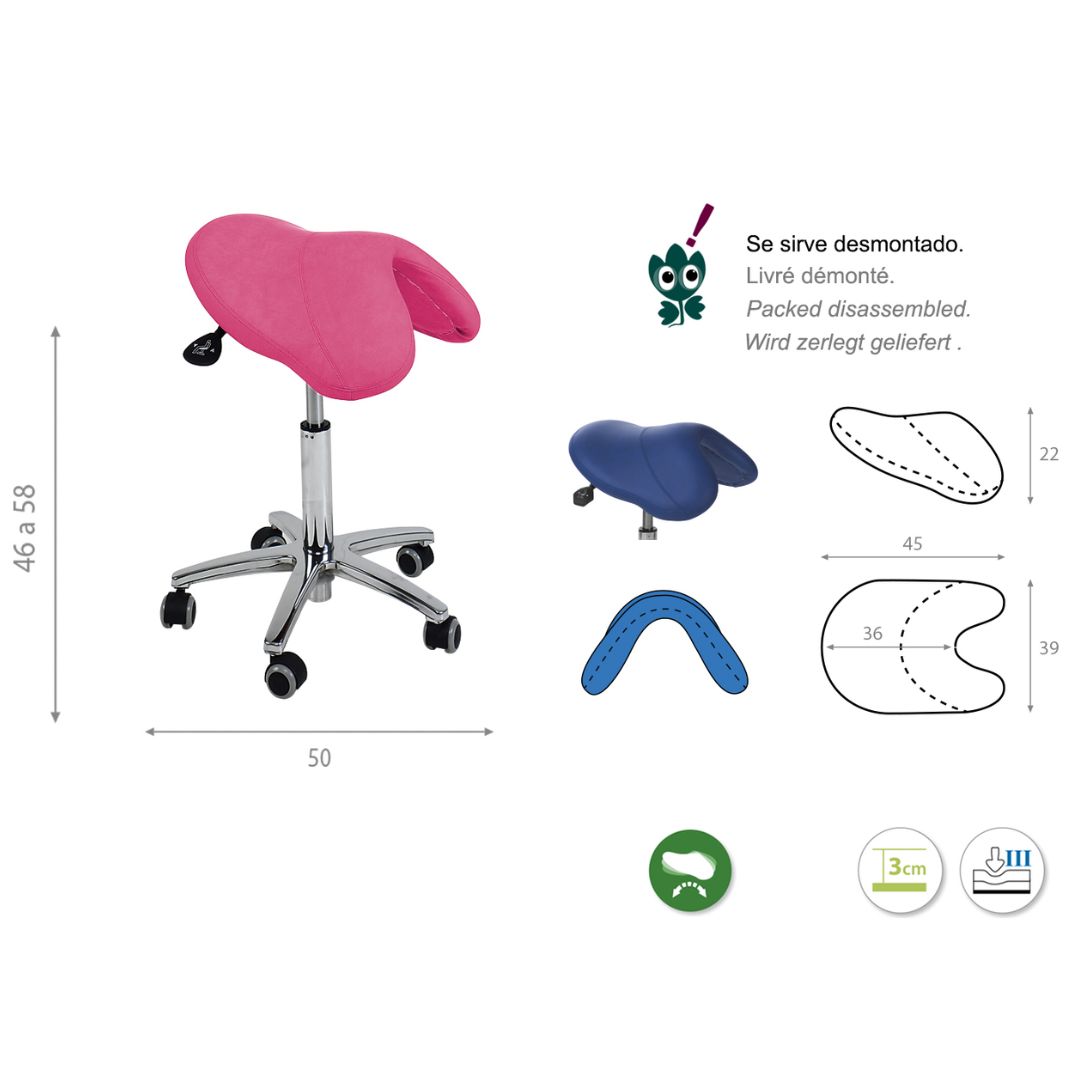 Taburete tipo pony con ajuste de altura 46-58cm mediante palanca. Varios colores Taburete tipo pony con ajuste de altura 46-58cm mediante palanca. Varios colores