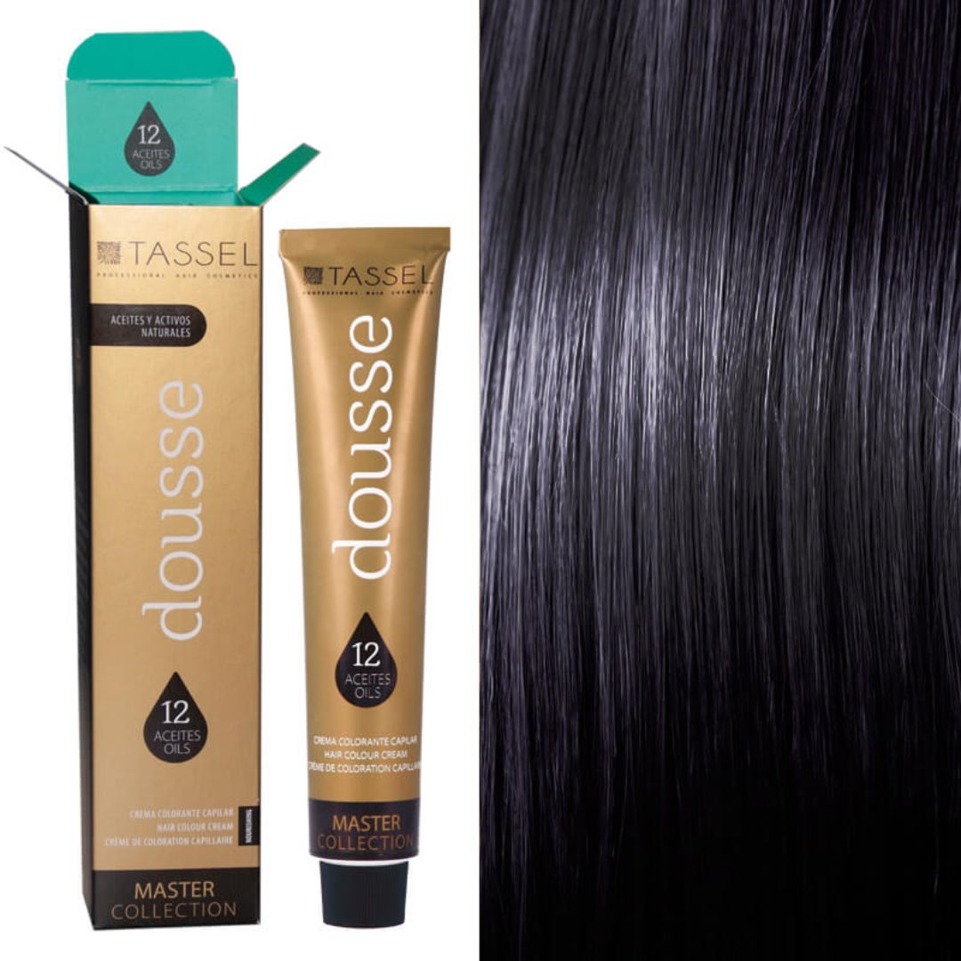 Tinte para cabello Dousse nº1.10, color negro azul intenso. Tubo de 100 ml Tinte para cabello Dousse nº1.10, color negro azul intenso. Tubo de 100 ml