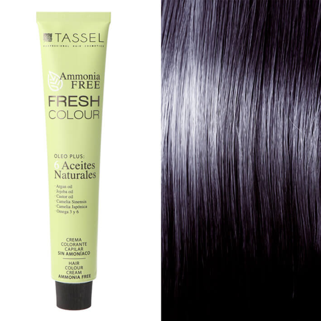 Tinte para cabello Tassel Fresh Colour sin amoníaco nº1.1, color negro azulado. Tubo de 100 ml Tinte para cabello Tassel Fresh Colour sin amoníaco nº1.1, color negro azulado. Tubo de 100 ml