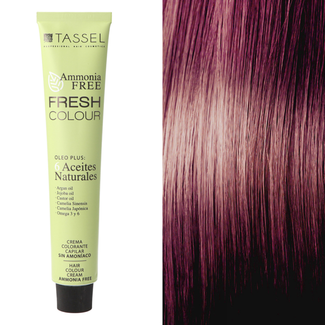 Tinte para cabello Tassel Fresh Colour sin amoníaco nº7.6, color rubio medio rojo violeta. Tubo de 100 ml Tinte para cabello Tassel Fresh Colour sin amoníaco nº7.6, color rubio medio rojo violeta. Tubo de 100 ml