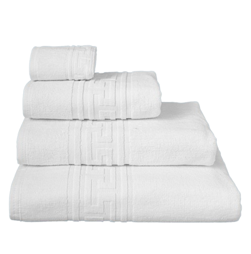 Toalla 70x140cm 400g/m2, 80/20 Algodón y Poliéster. Color blanco greca Toalla 70x140cm 400g/m2, 80/20 Algodón y Poliéster. Color blanco greca