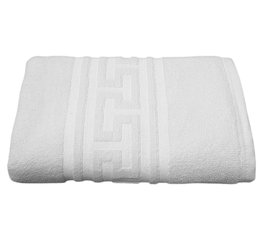 Toalla 70x140cm,450g/m2,100% algodón. Color blanco tipo greca Toalla 70x140cm,450g/m2,100% algodón. Color blanco tipo greca