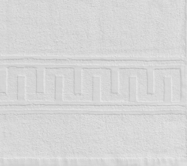Toalla 80x140cm,100% algodón 450g/m2. Color blanco greca con ondas Toalla 80x140cm,100% algodón 450g/m2. Color blanco greca con ondas