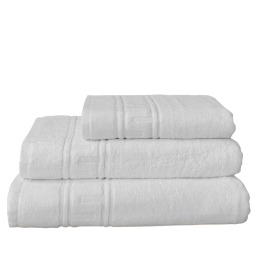Toalla 80x140cm,100% algodón 450g/m2. Color blanco greca con ondas Toalla 80x140cm,100% algodón 450g/m2. Color blanco greca con ondas