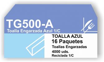 Toalla Gofrada Azul plegado en "V", 1 capa, textura gofrada -4000 unidades