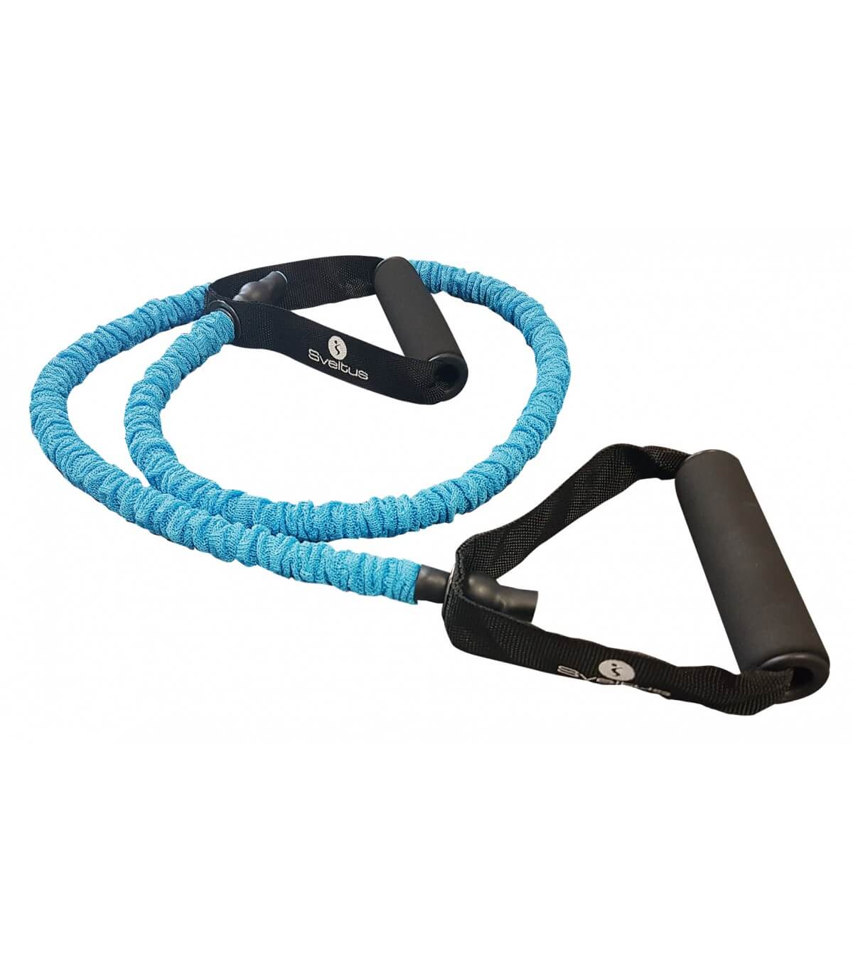 Tubo elástico con asas y tela anti-rasgaduras, 130cm de longitud. Resistencia suave Tubo elástico con asas y tela anti-rasgaduras, 130cm de longitud. Resistencia suave