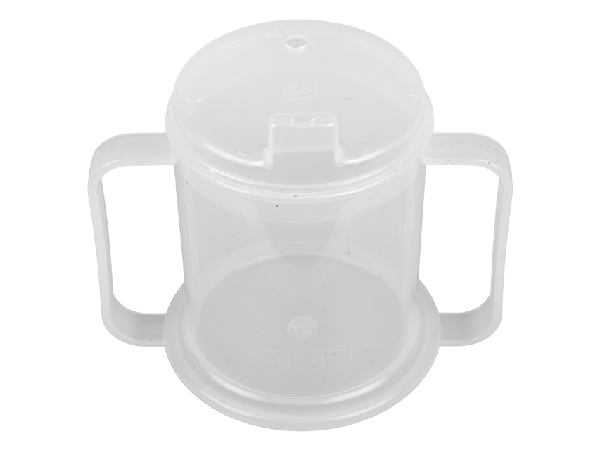 Vaso de plástico transparente con asas. 295 ml Vaso de plástico transparente con asas. 295 ml