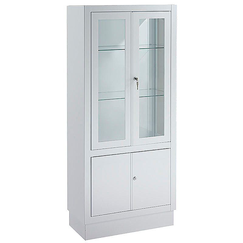 Vitrina con armario 60 cm. epoxi blanco | Vitrinas para hospitales y clínicas