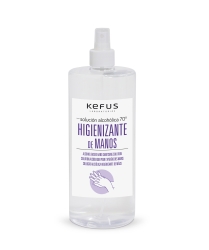 Solución alcoholica higienizante de manos en spray Kefus. 1 litro
