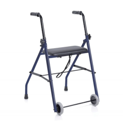Andador plegable de acero para interiores Nettuno con asiento, conteras y ruedas