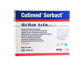 Pansement Cutimed Sorbact stérile 10x10cm. Boîte de 5 unités