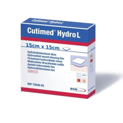 Apósito hidrocoloide estéril Cutimed Hydro L 15cm x 15cm. Caja de 5 unidades