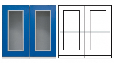 Armario alto 2 puertas de cristal enmarcado, 1 estante. Varios colores | ARMARIOS MODULARES ALTOS