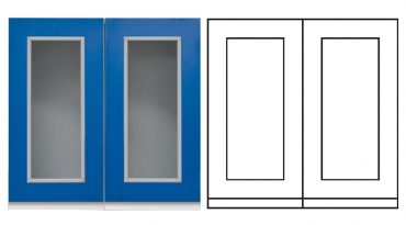 Armario alto 2 puertas de cristal enmarcado, sin estantes. Varios colores | ARMARIOS MODULARES ALTOS