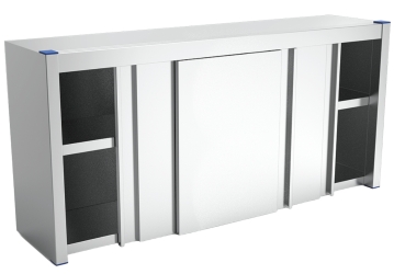 Armario alto de acero inoxidable con puertas correderas, 139x44x66cm
