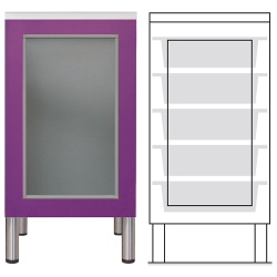 Armario bajo, 1 puerta cristal 5 cestas ISO con paneles | ARMARIOS MODULARES BAJOS