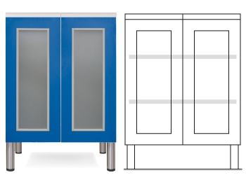 Armario bajo, 2 puertas cristal enmarcado, 2 estantes. Varios colores | ARMARIOS MODULARES BAJOS