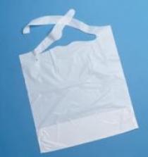 Bavoir en cellulose plastifiée avec poche, 36x65cm. Sac de 125 unités. Couleur blanche ou bleue.